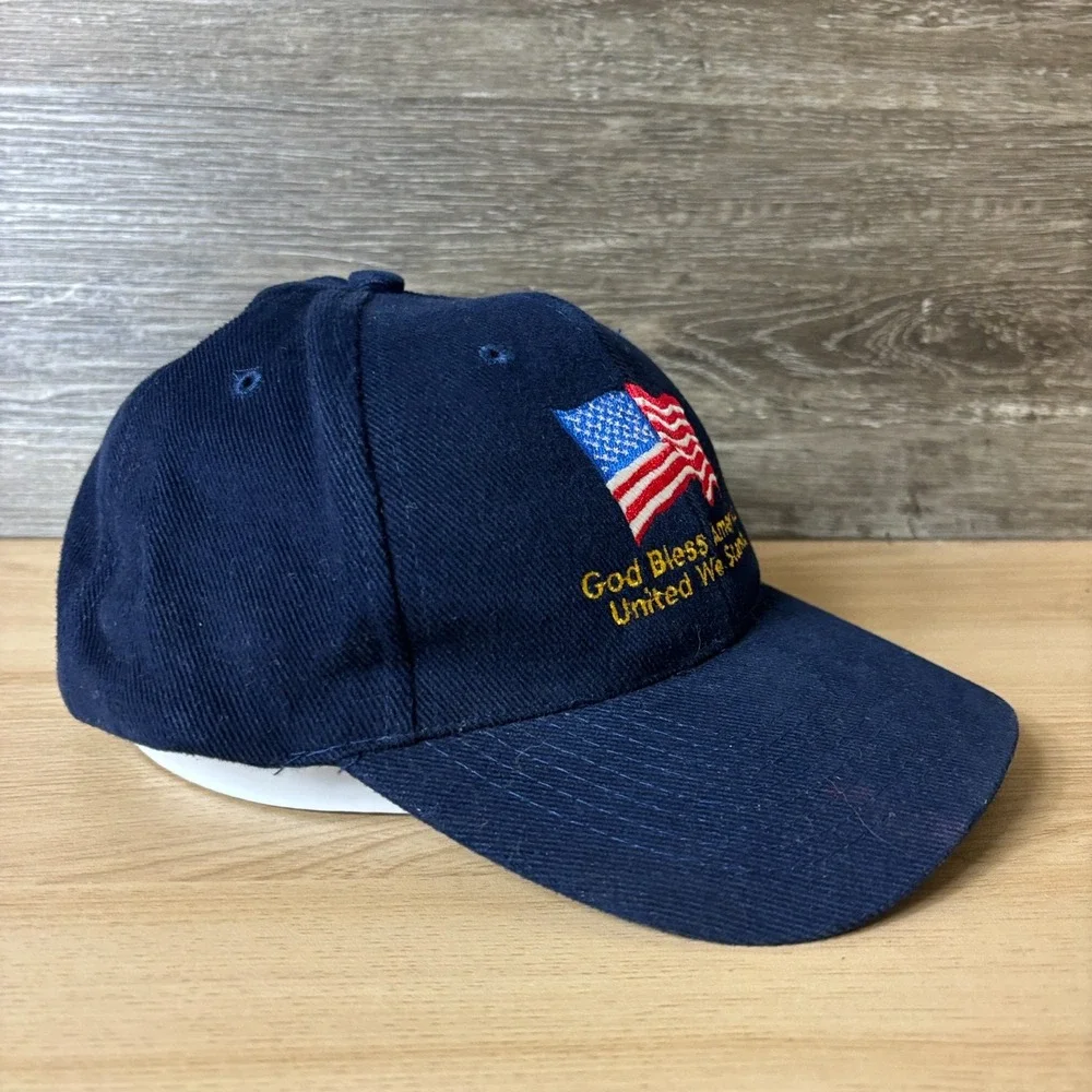 God Bless America Hat Cap Strap Back Blue United We Stand Adjustable Mens